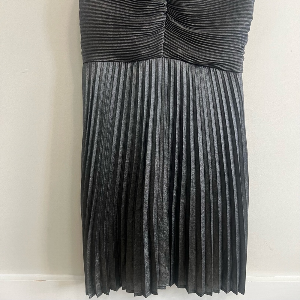 Express Metallic Black Pleated Mini Dress - Picture 2 of 10